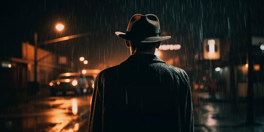 back-male-detective-spy-hat-coat-street-night-rain-noir-style-generative-ai