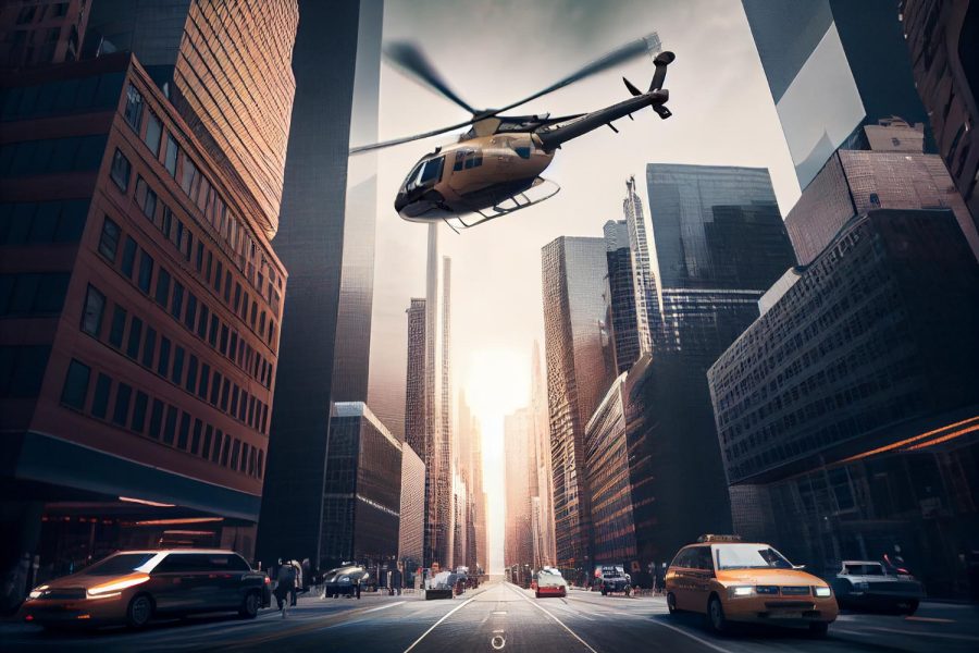 cityscape-scene-with-helicopter-cars-generative-ai