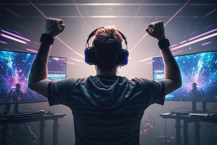 professional-esports-gamer-rejoices-victory-red-blue-illuminated-game-room-gamer-celebrating-victory-winning-esports-game-generative-ai-electronic-sports-player-rejoices-victory